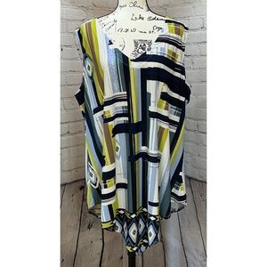 Avenue Women’s V-Neck Hanky Geo Print Blouse (Size 26/28)